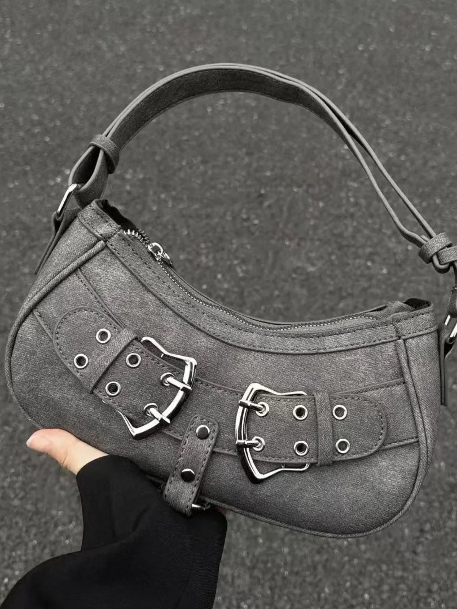 Women's Leather Buckle Shoulder Bag with Adjustable Strap | Felicity