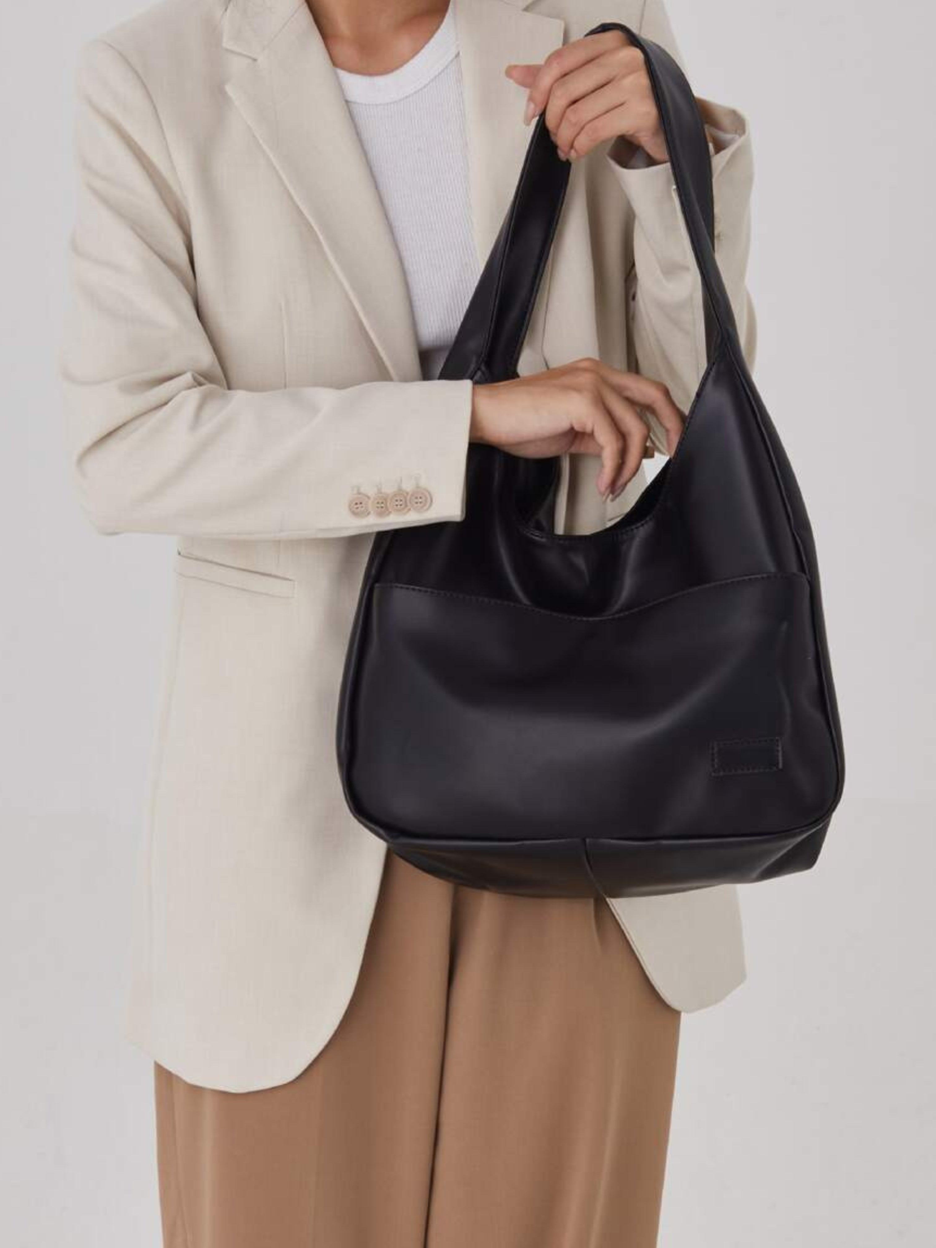 Women's Large Vegan Leather Shoulder Tote Bag for Work & 13 Inch Laptop | Luna