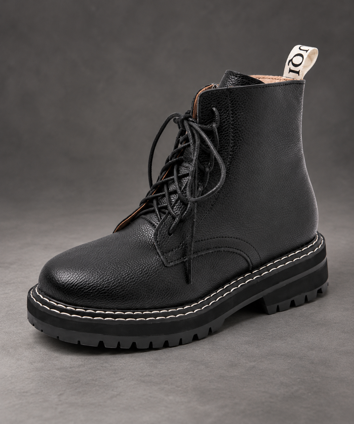 Women's Lace-Up Combat Ankle Boots – Black