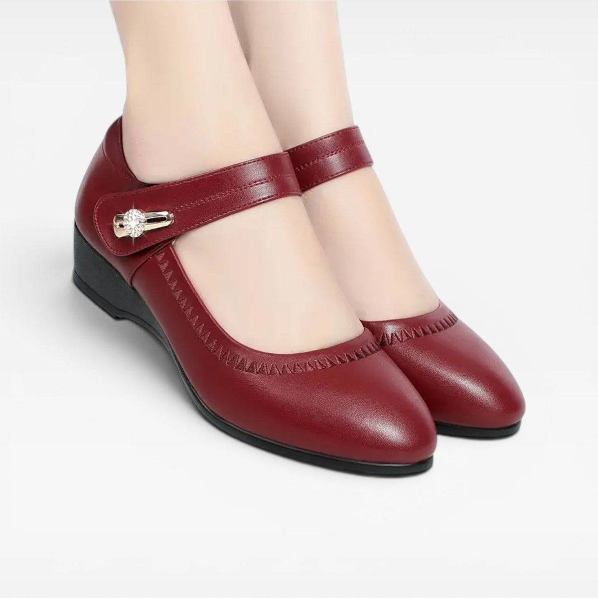 Women's Leather Mary Jane Mid Heel Pumps – Comfort Dress Shoes | Epsom