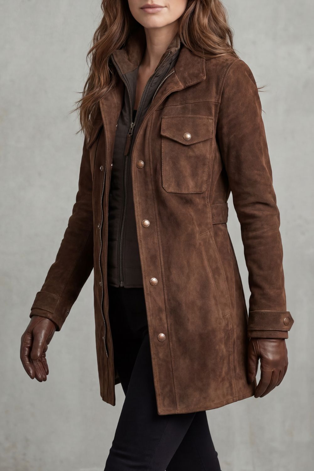 Women's Custom Suede Longline Coat - Bellavue
