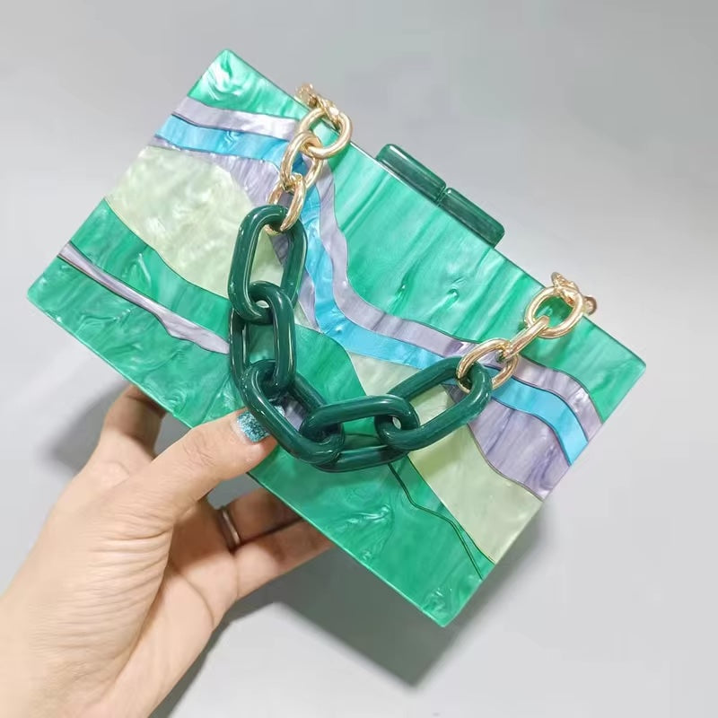Acrylic Chain Box Purse | Camila