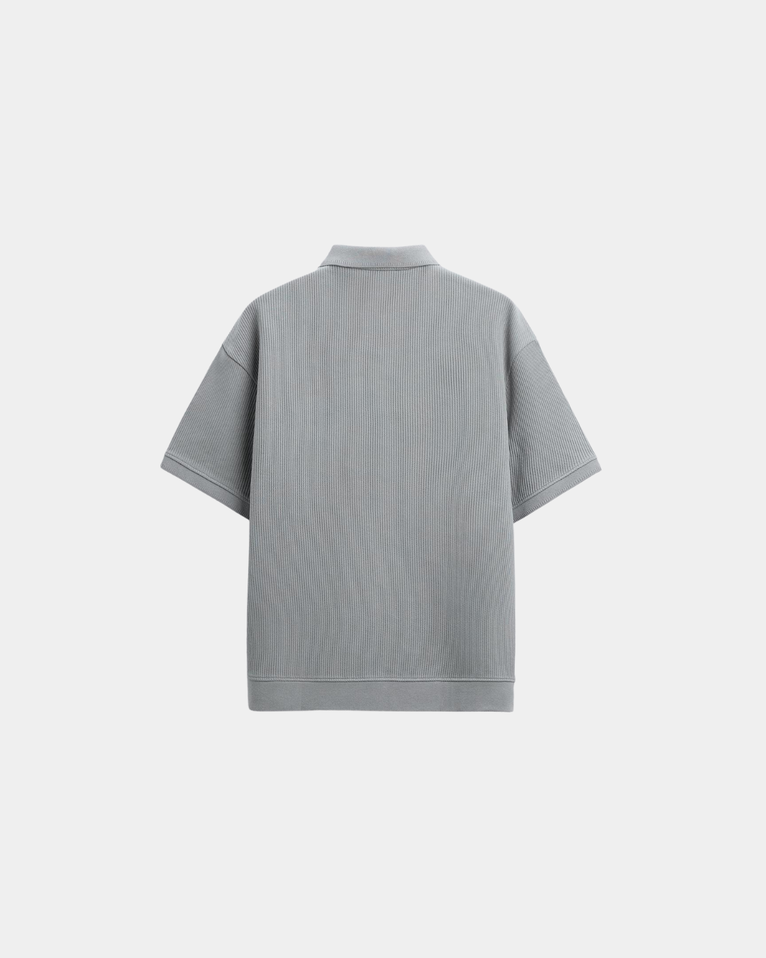 Classic Weave Button Polo T-Shirt - Gray