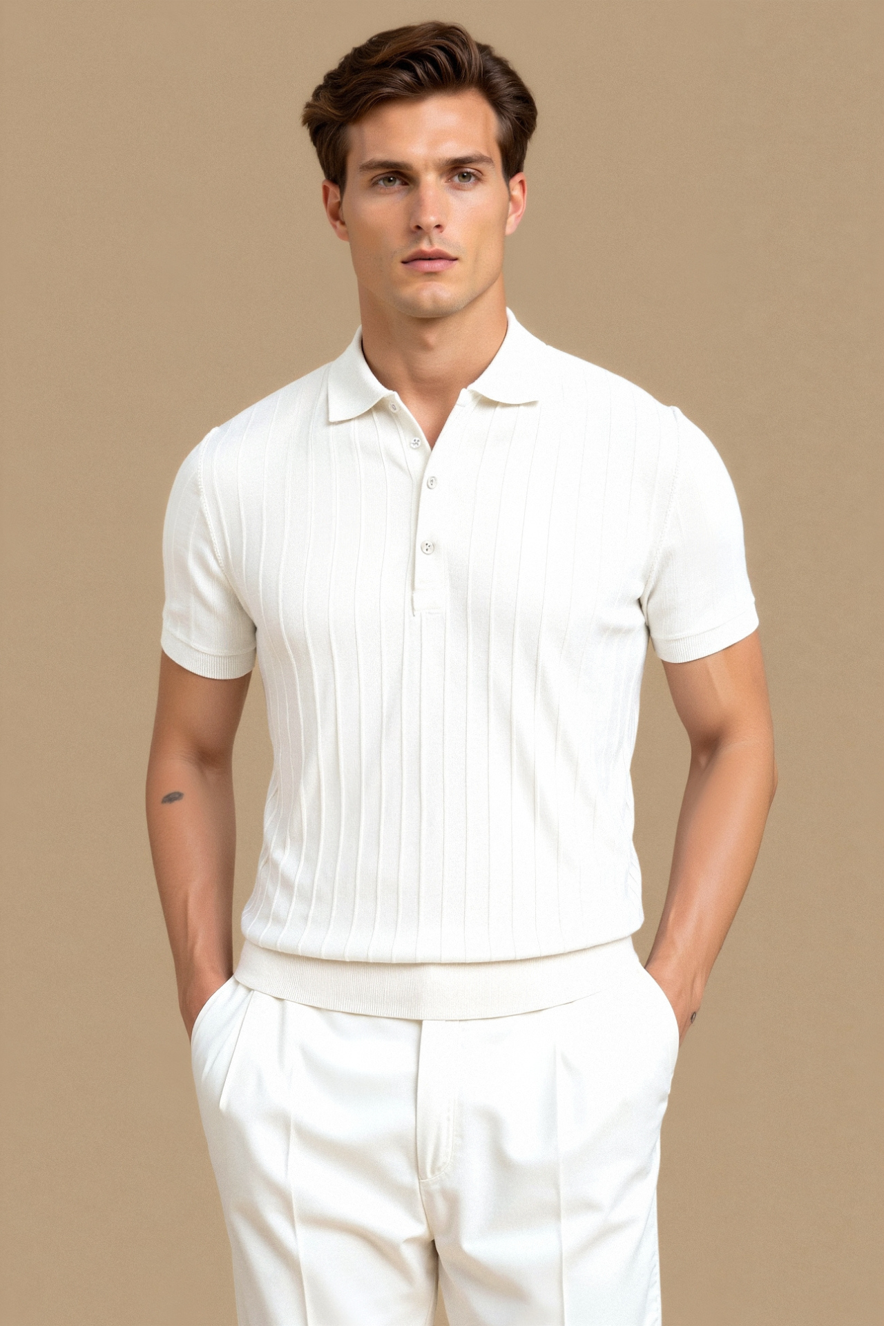 Klyne Vertical Striped Button Up Polo