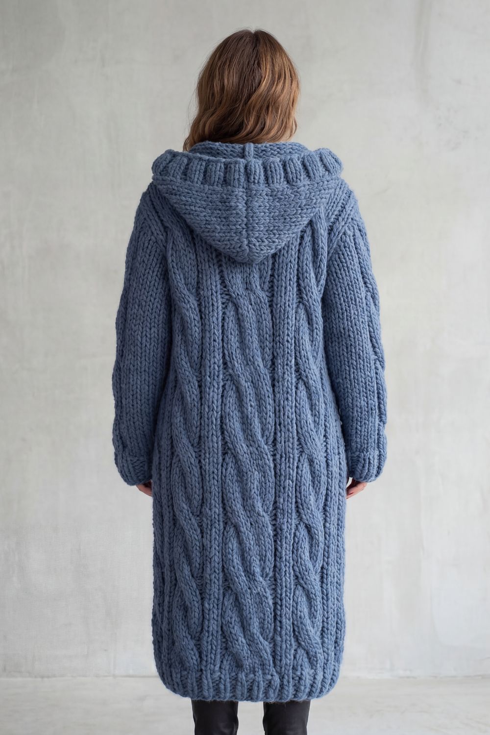 Women's Oversized Hooded Cable Knit Cardigan Coat - Karinaè