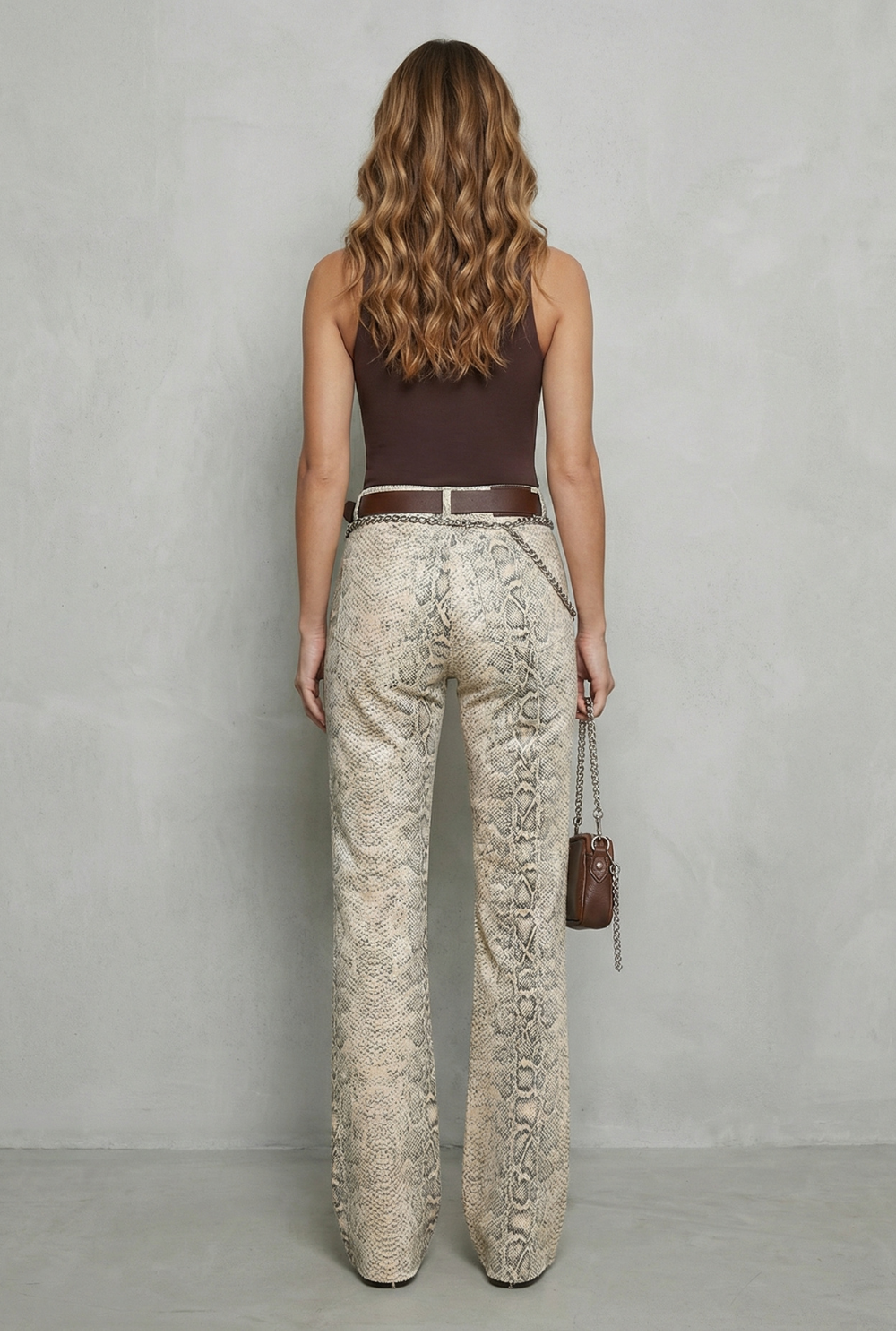 Women's High Rise Snake Print Wide Leg Jeans - Nystelle