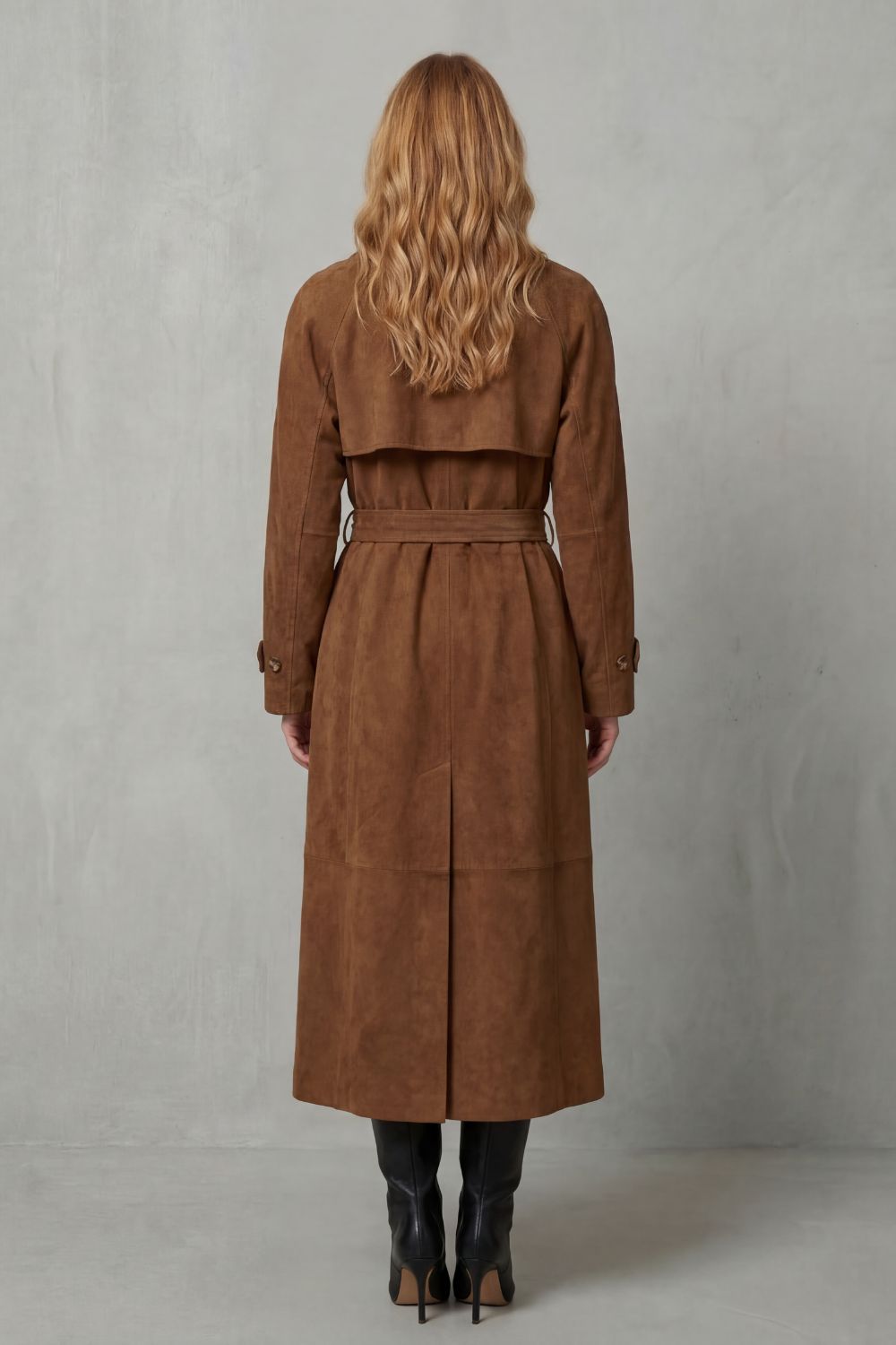 Women's Elegant Suede Trench Coat - Velloré