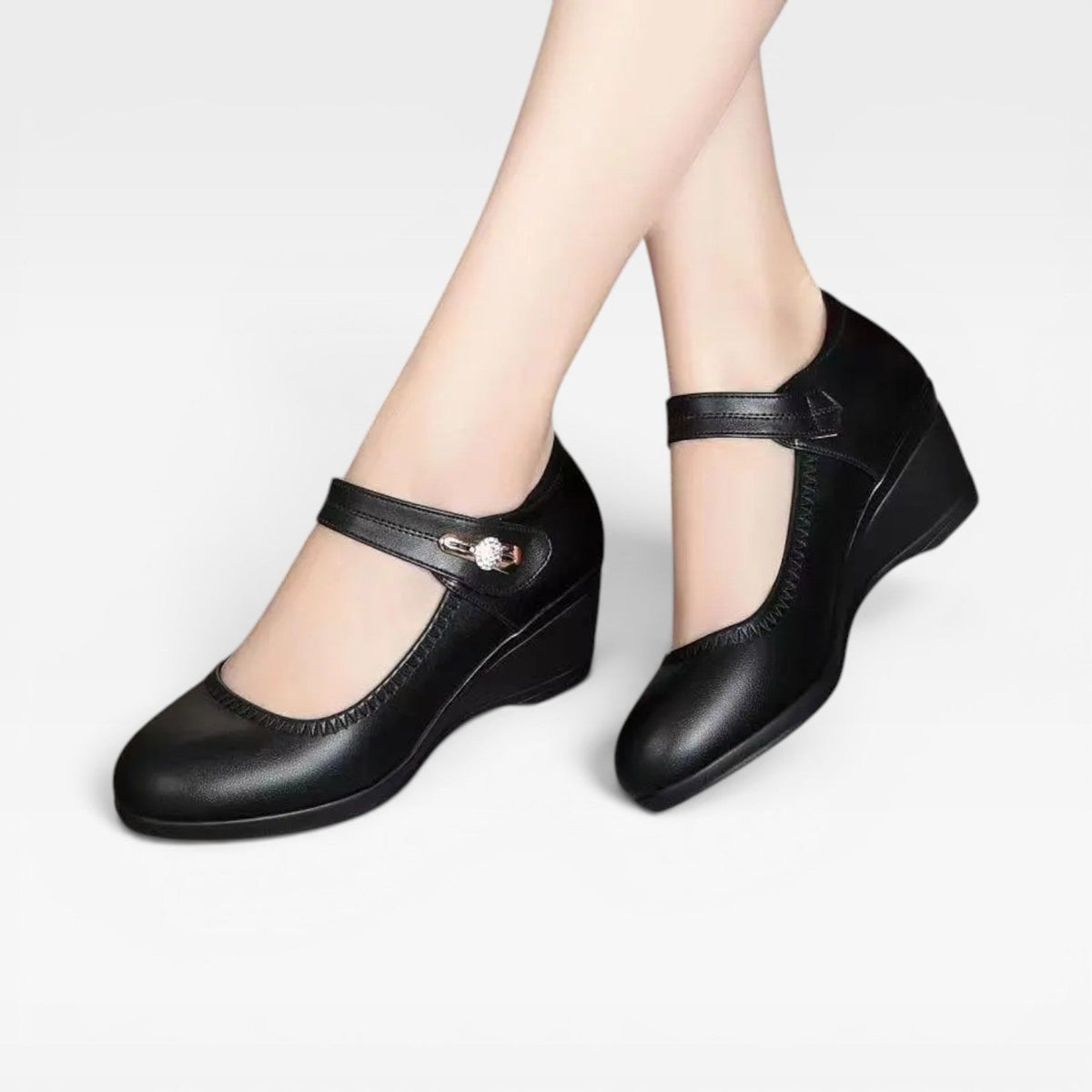 Women's Leather Mary Jane Mid Heel Pumps – Comfort Dress Shoes | Epsom