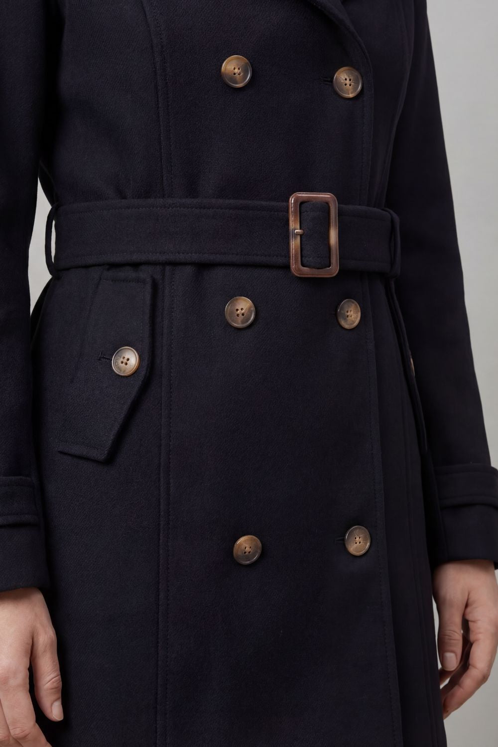 Women's Custom Elegance - Hooded Trench Coat - Solivane