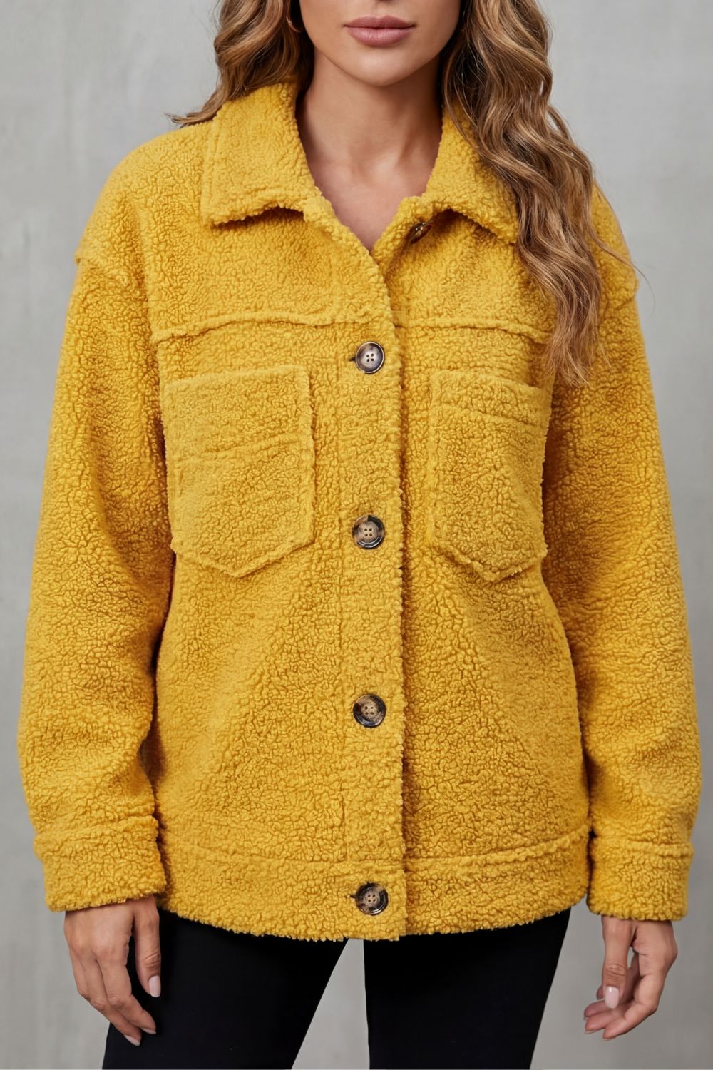 Women's Textured Fleece Button-Up Jacket - Floretta
