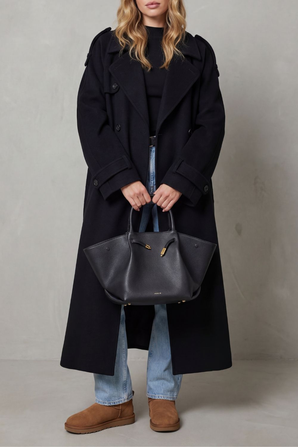 Women's Oversized Wool Trench Coat - Noirvaine