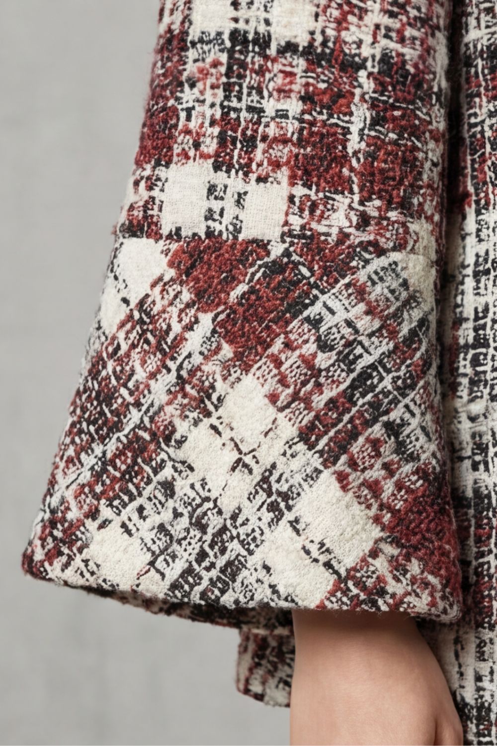 Women's Vintage Check Flare Wool Cape Coat - Rosélle