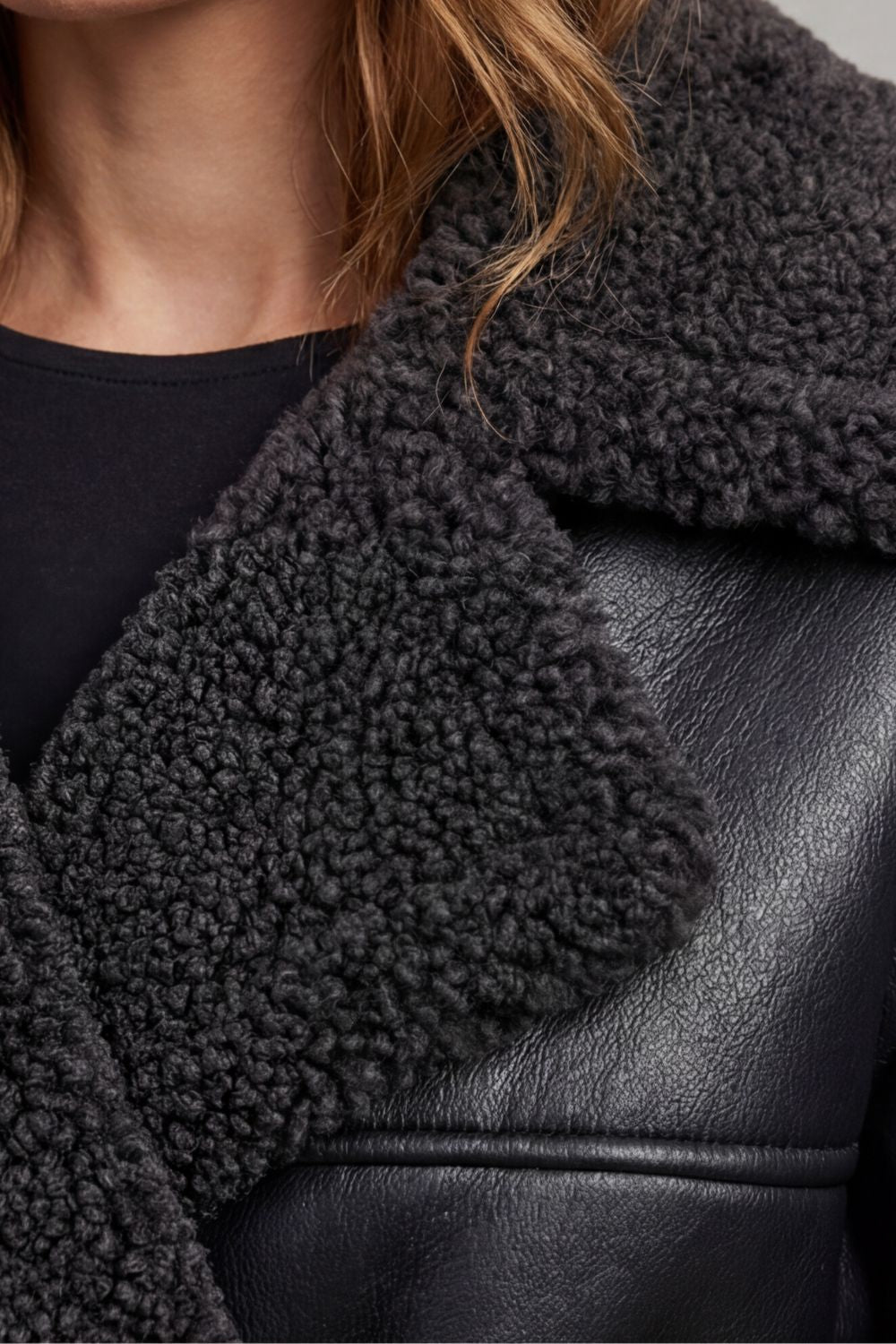 Women's Cozy Oversized Shearling Coat with Belt - Ravienne