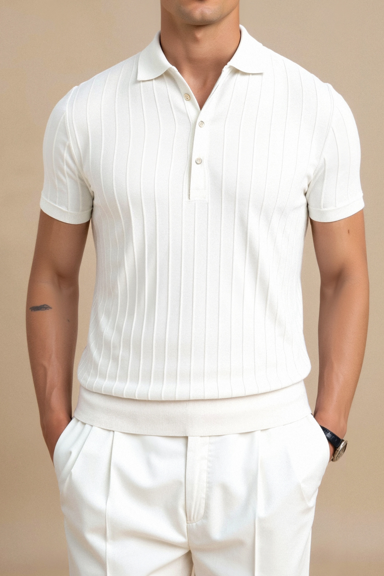 Klyne Vertical Striped Button Up Polo