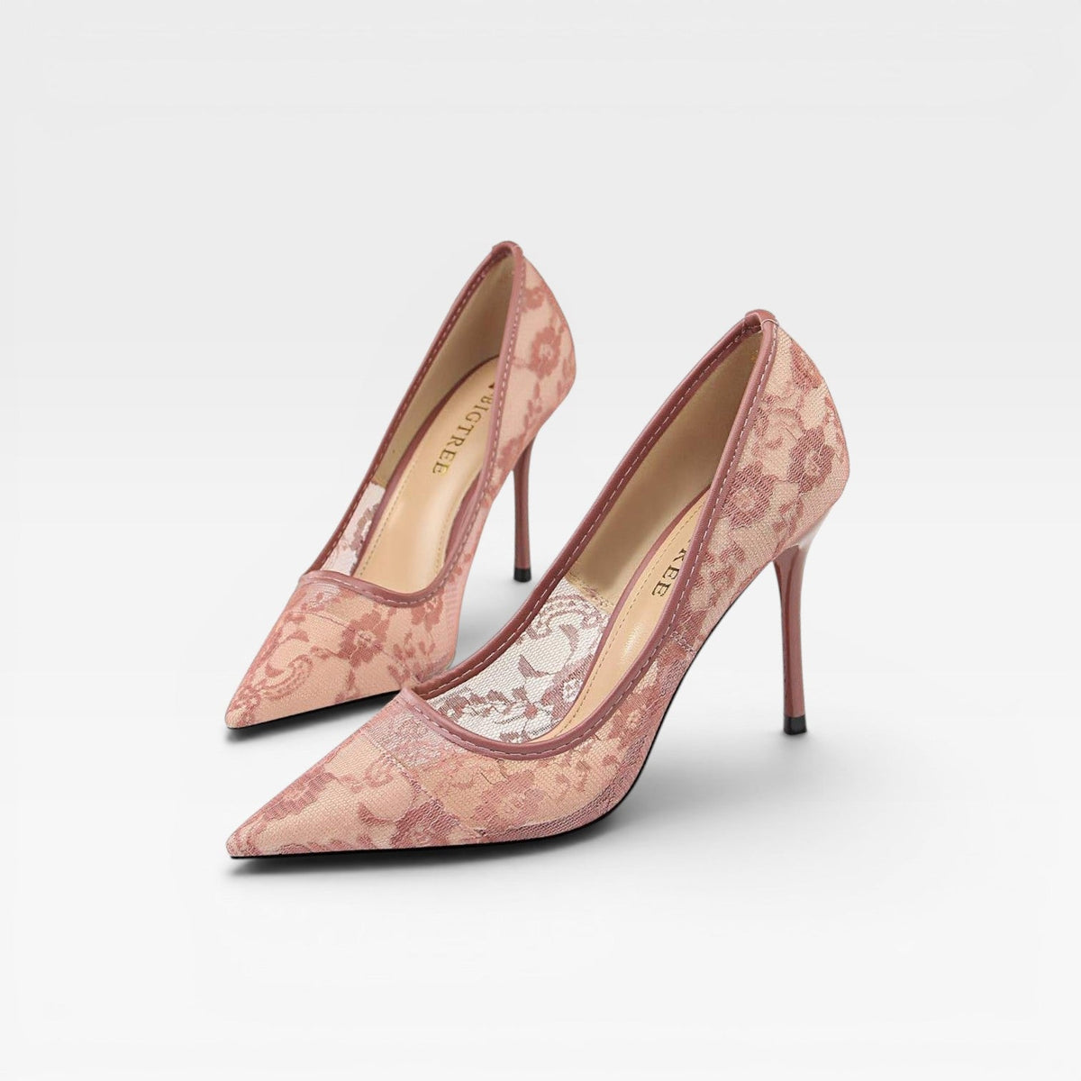 Women's Floral Lace Mesh Stiletto Pumps – Pointed Toe Party Heels | Elstow