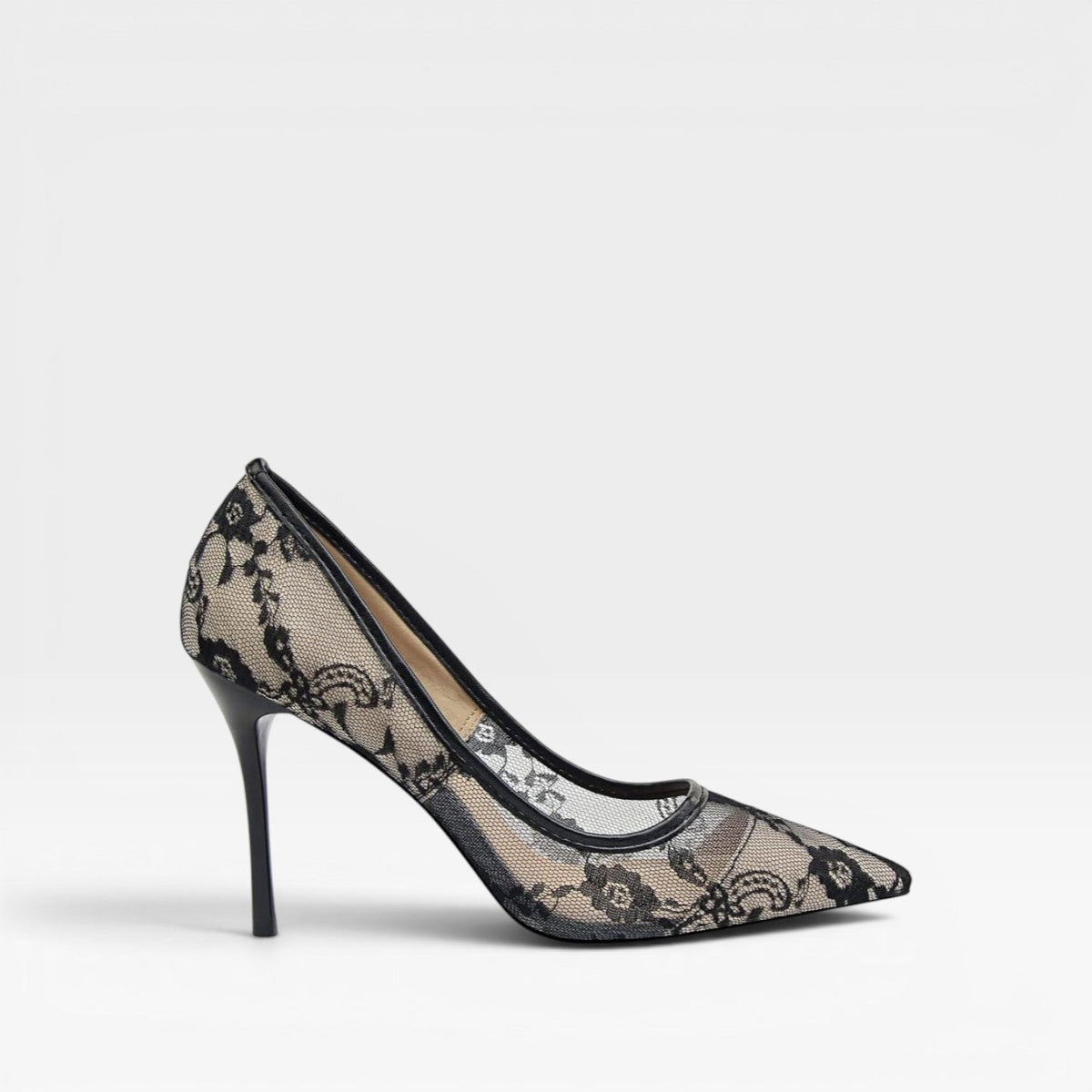 Women's Floral Lace Mesh Stiletto Pumps – Pointed Toe Party Heels | Elstow