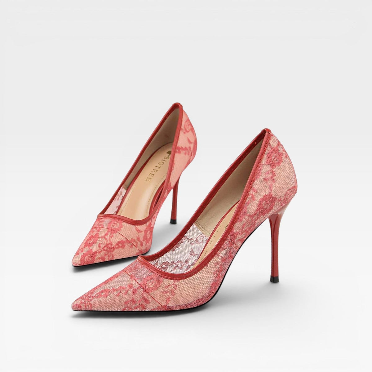 Women's Floral Lace Mesh Stiletto Pumps – Pointed Toe Party Heels | Elstow