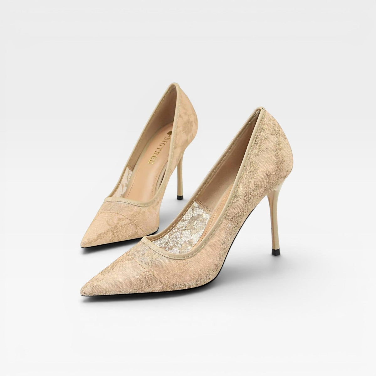 Women's Floral Lace Mesh Stiletto Pumps – Pointed Toe Party Heels | Elstow