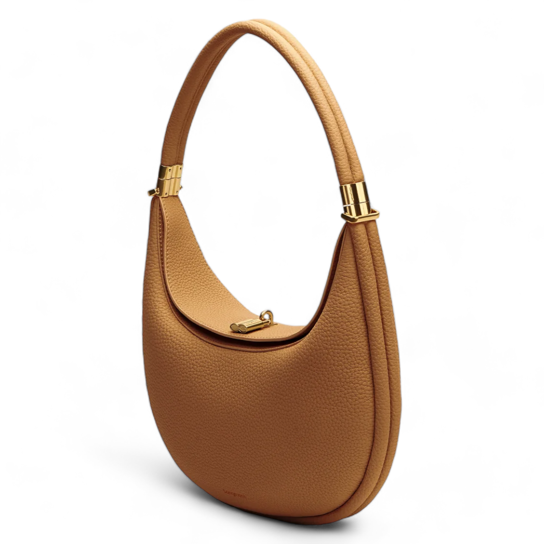 Women's Crescent Faux Leather Shoulder Bag with Top Handle | Anastasia
