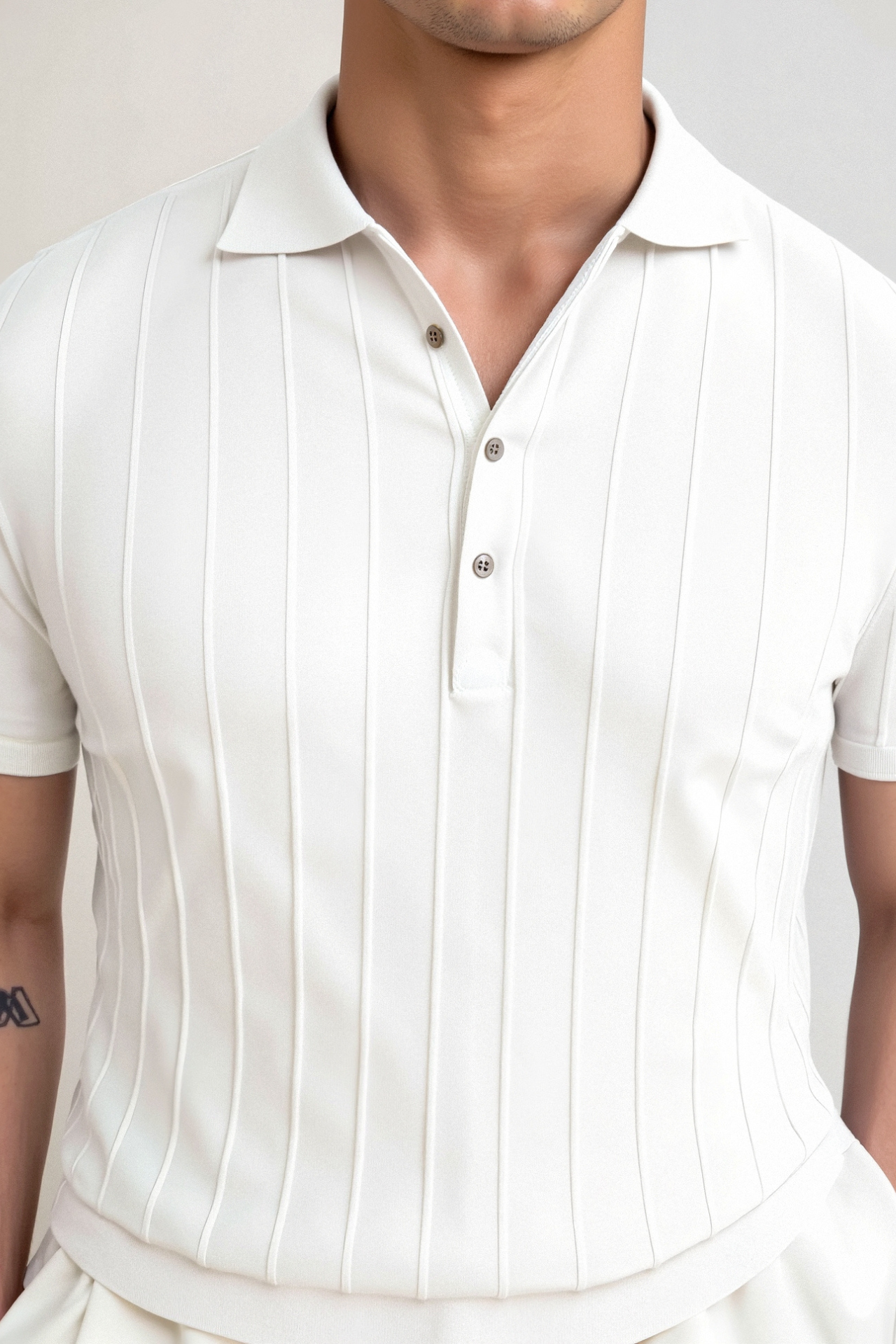 Klyne Vertical Striped Button Up Polo