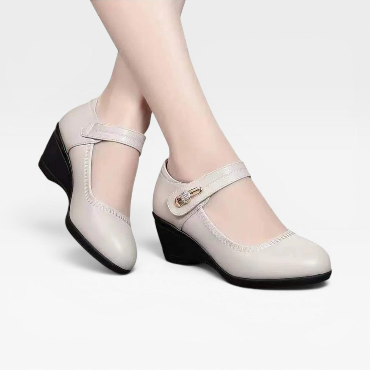 Women's Leather Mary Jane Mid Heel Pumps – Comfort Dress Shoes | Epsom