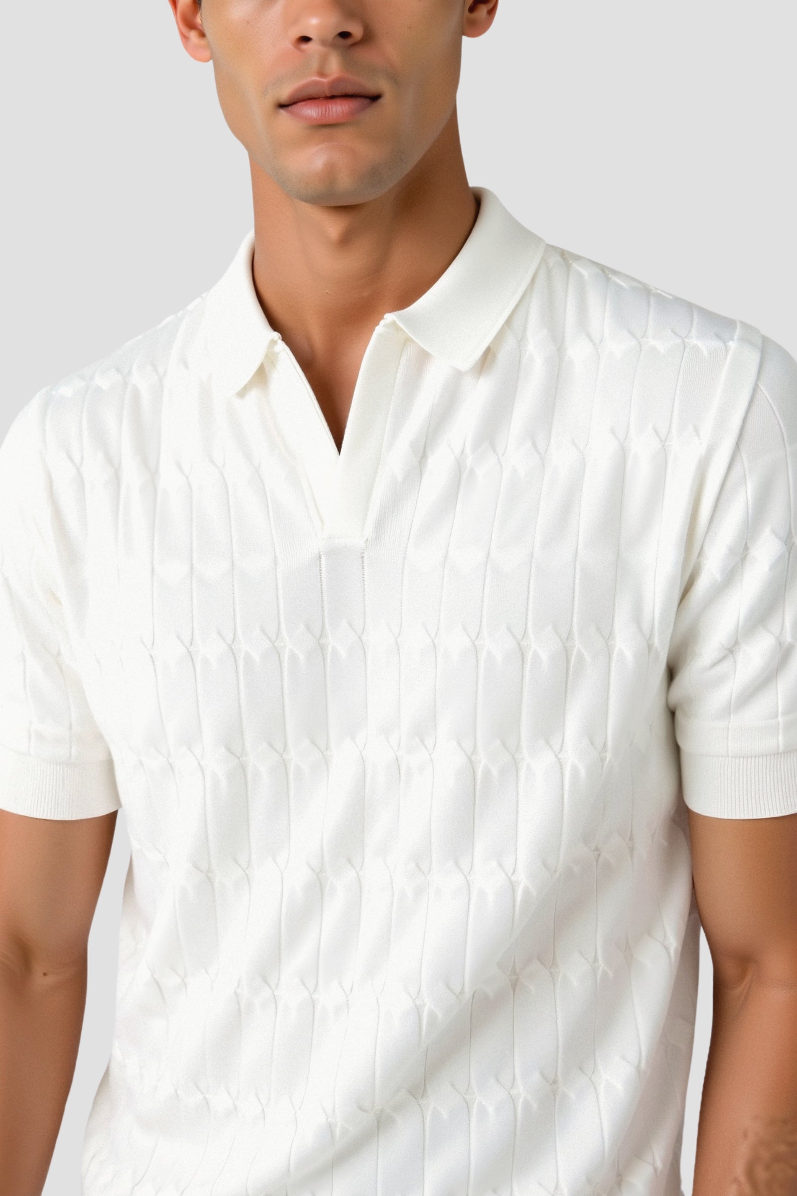 Klyne Premium V-Neck Cable Knit Polo