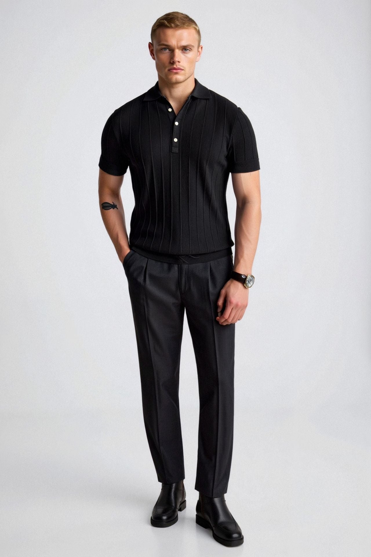 Klyne Vertical Striped Button Up Polo