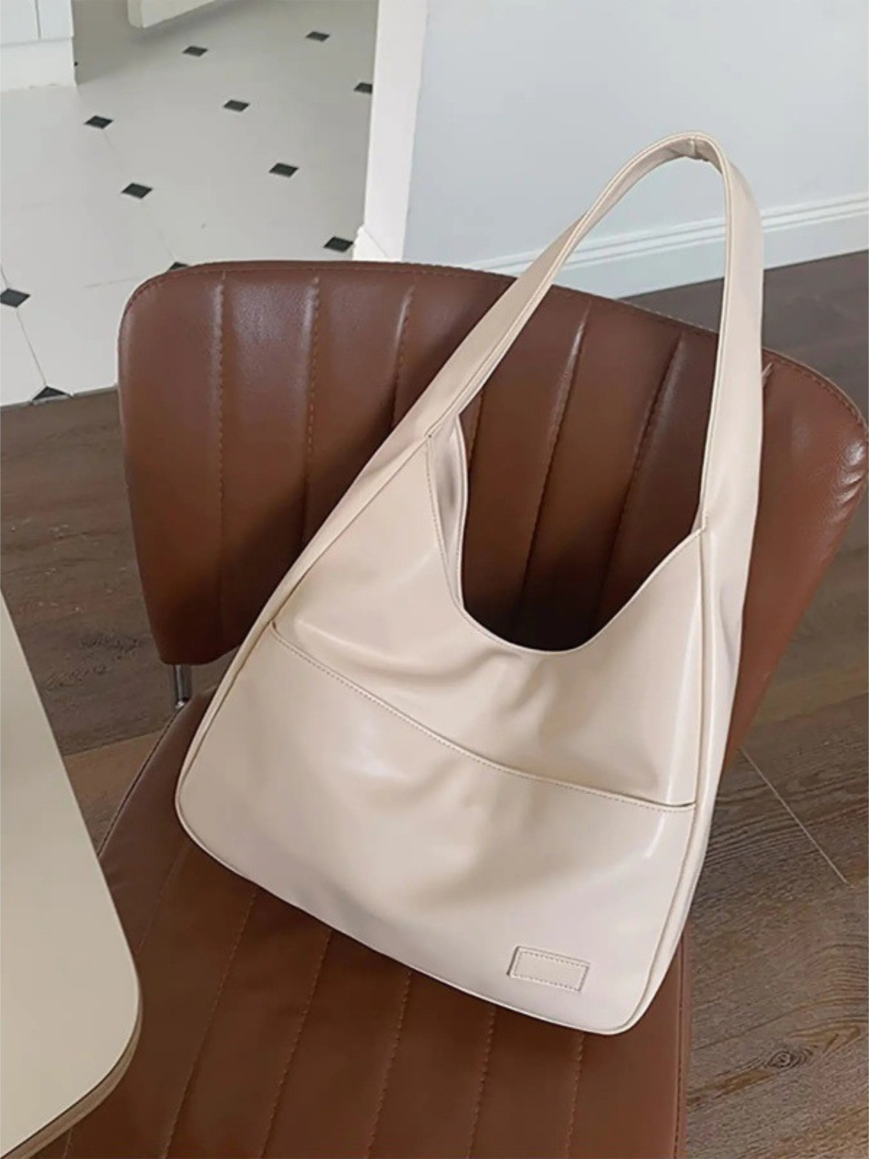 Women's Large Vegan Leather Shoulder Tote Bag for Work & 13 Inch Laptop | Luna
