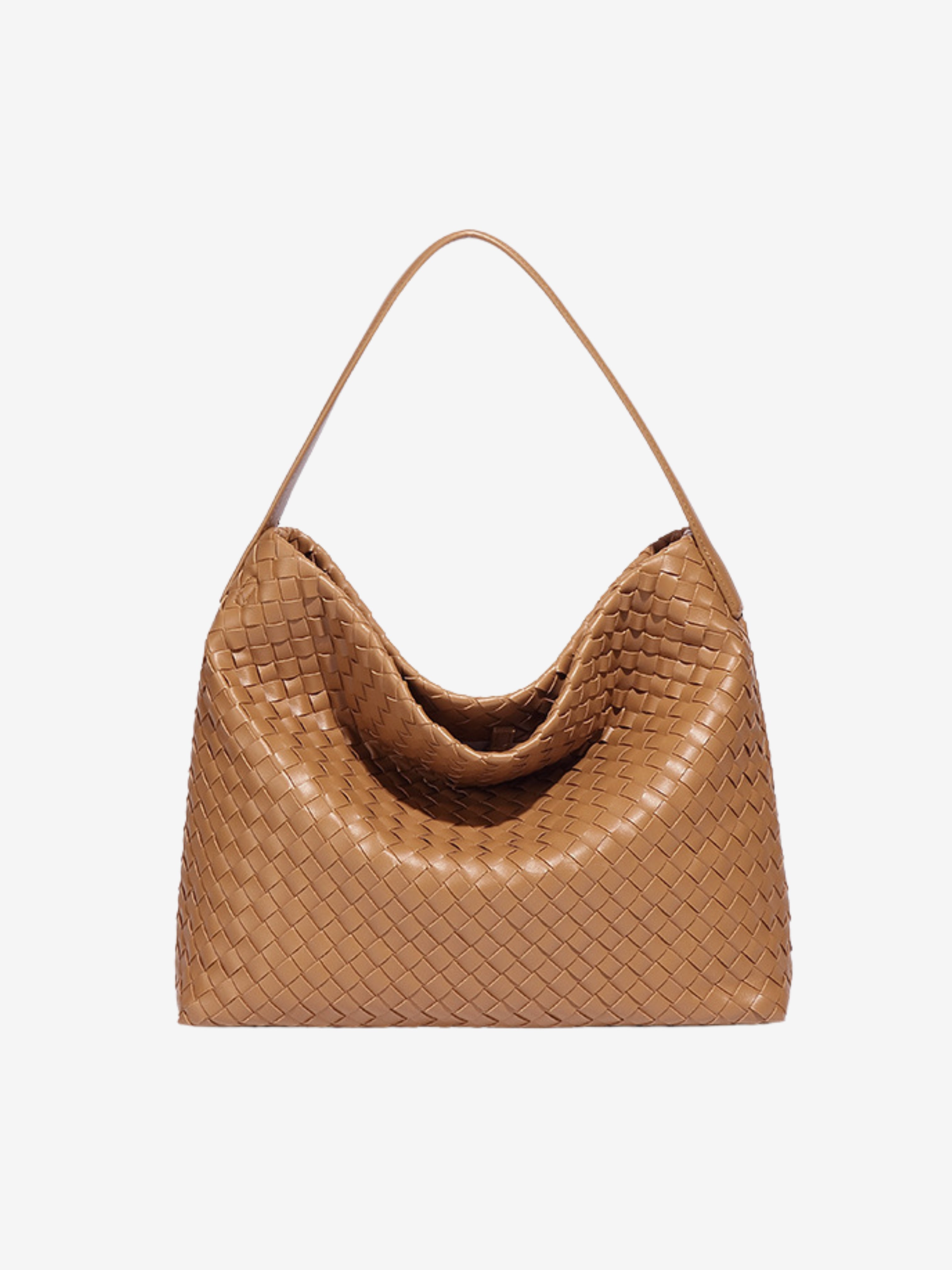 Women's Woven Faux Leather Shoulder Tote Bag with Removable Strap for Everyday Use | Juno