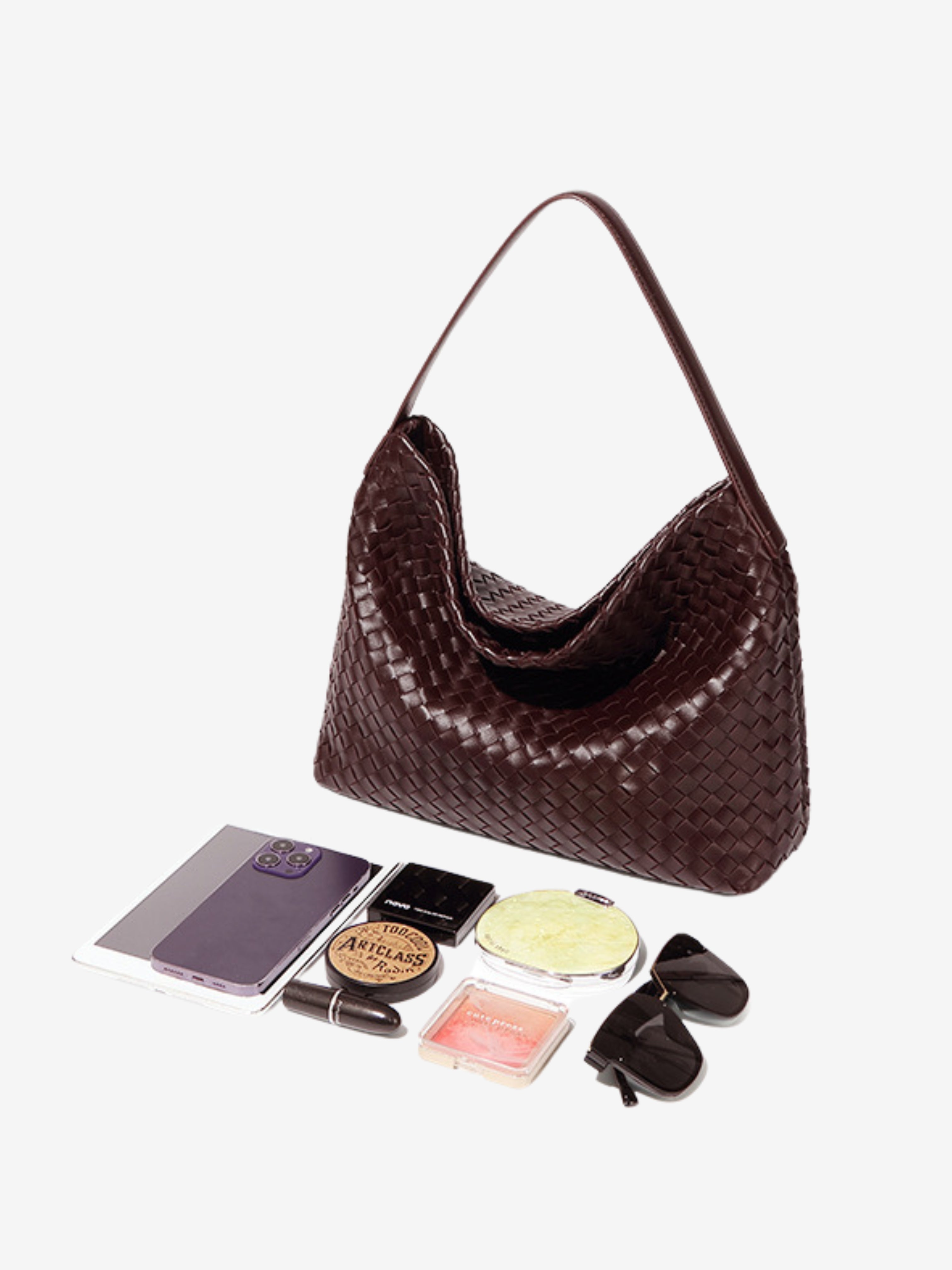 Women's Woven Faux Leather Shoulder Tote Bag with Removable Strap for Everyday Use | Juno