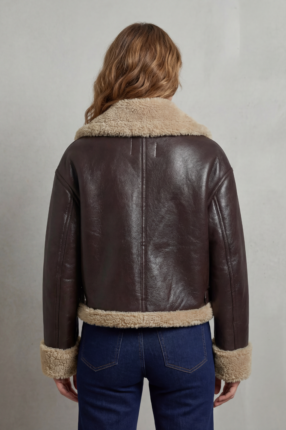 Women's Reversible Fleece Cropped Aviator Jacket - Albinette