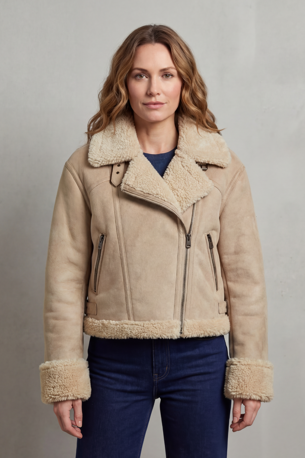 Women's Reversible Fleece Cropped Aviator Jacket - Albinette