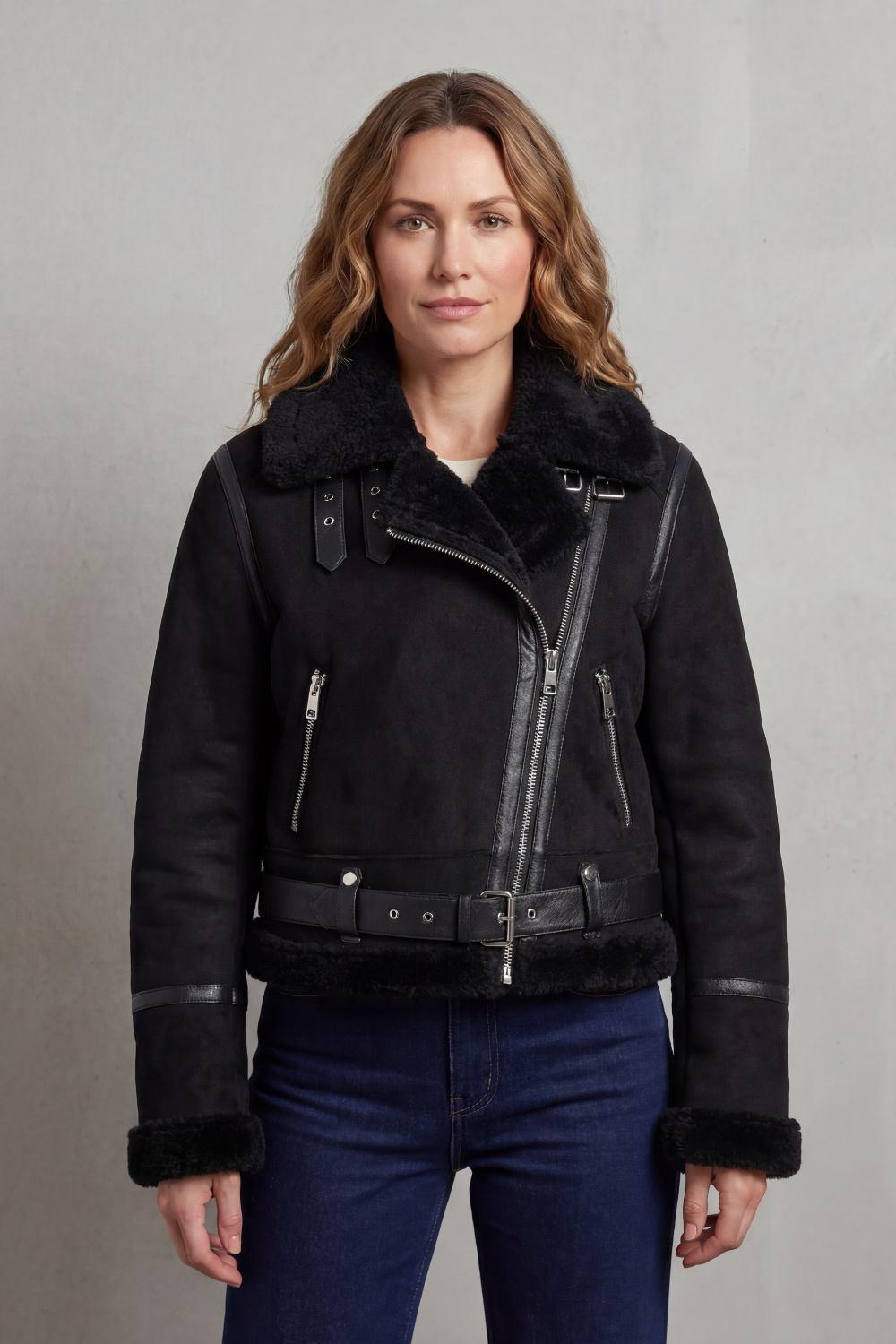 Women's Reversible Fleece Cropped Aviator Jacket - Albinette