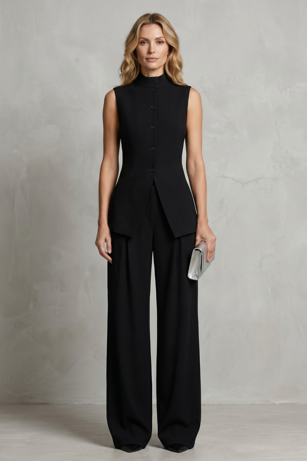 Women's Asymmetric Draped Top and Pants Two Piece Set - Brisette