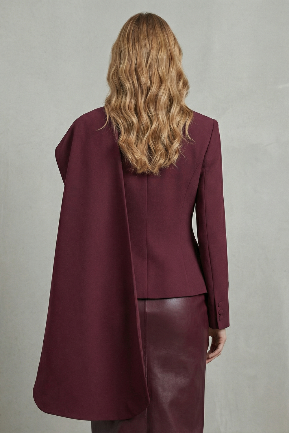 Women's Asymmetric Blazer with Draped Scarf Lapel - Wilhelmine