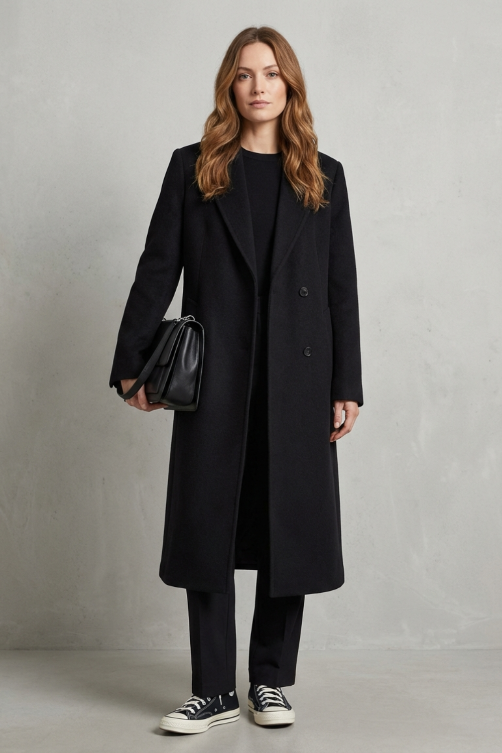 Women's Hepburn Wool Overcoat in Herringbone Weave - Avenza