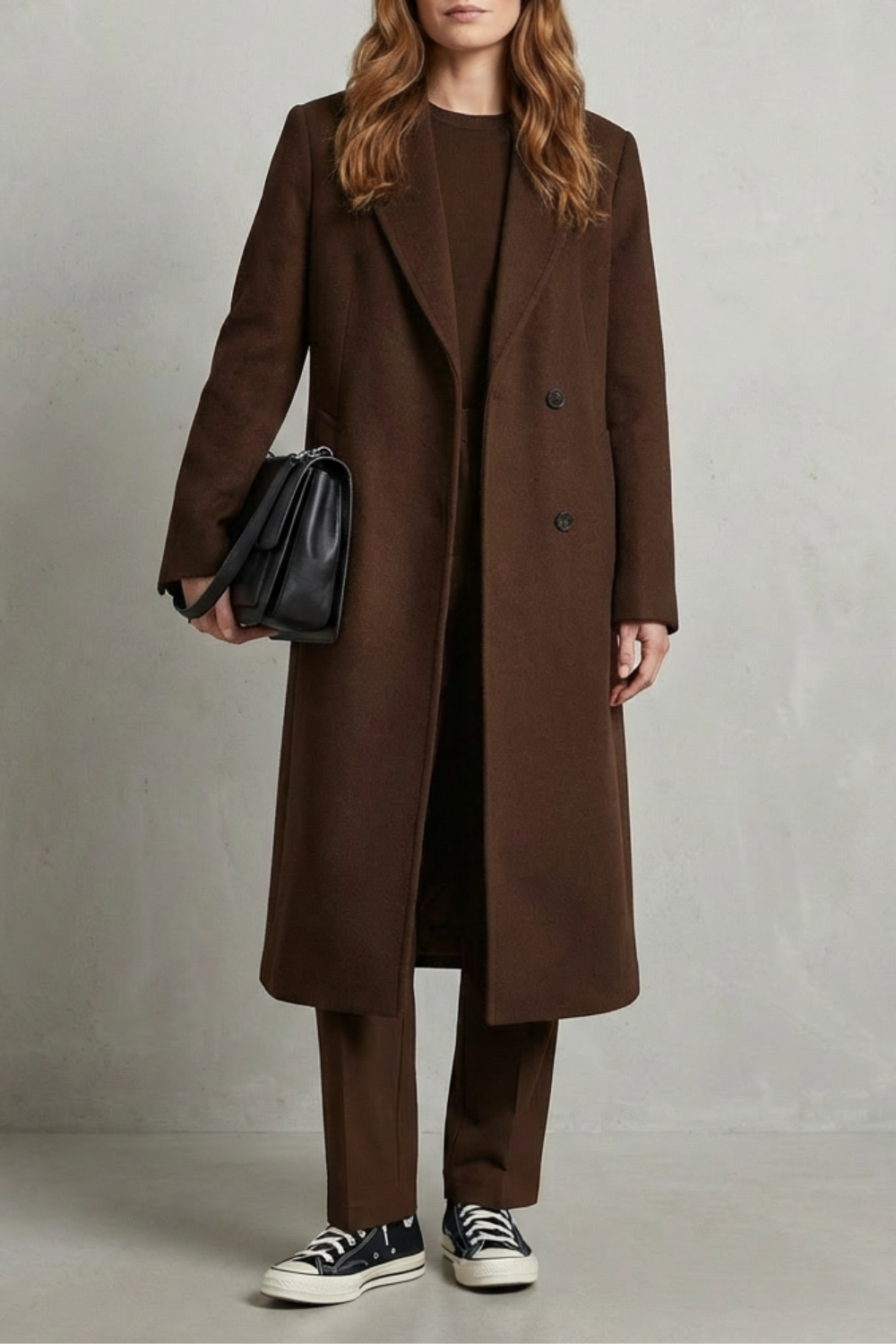 Women's Hepburn Wool Overcoat in Herringbone Weave - Avenza