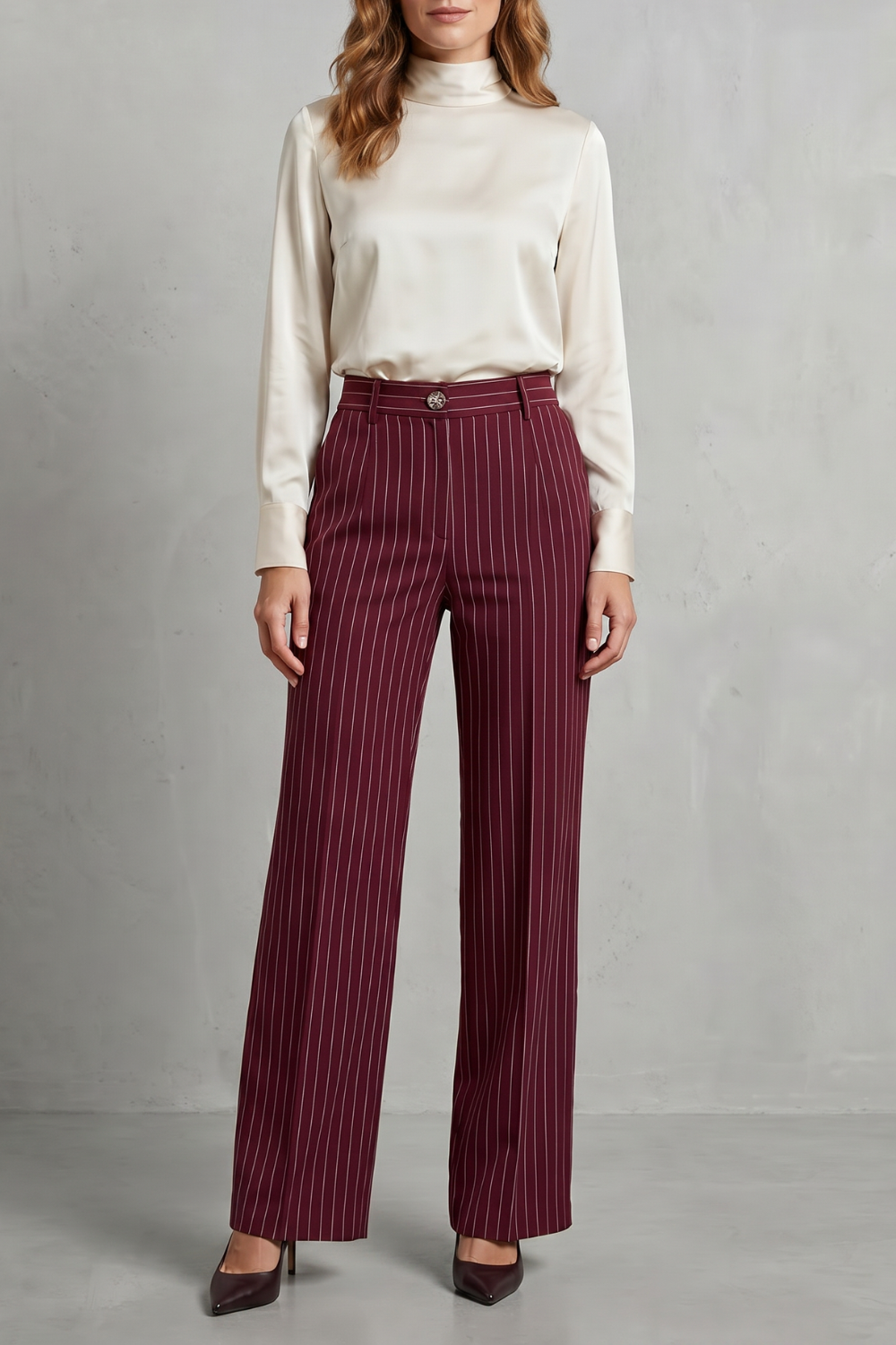 Women's High Rise Pinstripe Wide Leg Pants - Néviane