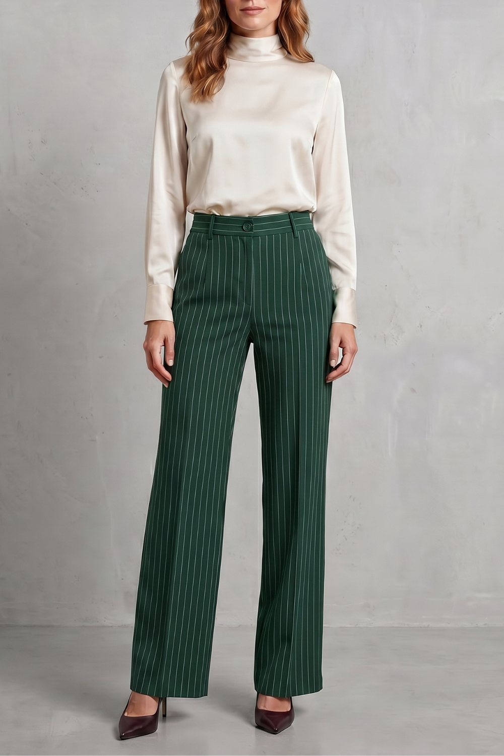 Women's High Rise Pinstripe Wide Leg Pants - Néviane