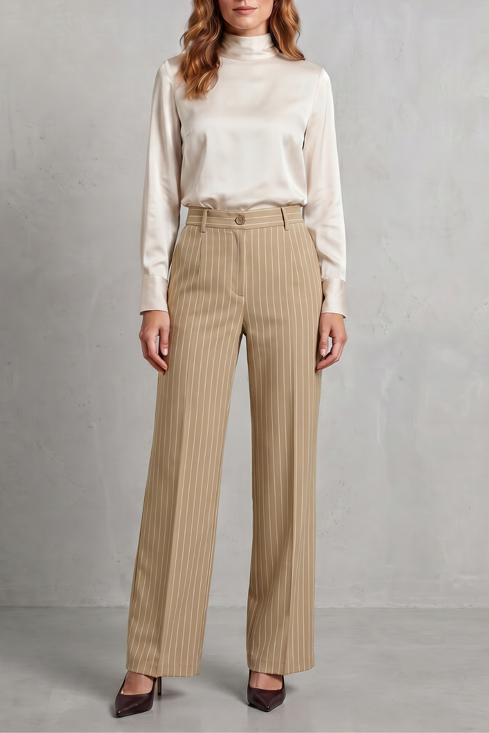 Women's High Rise Pinstripe Wide Leg Pants - Néviane