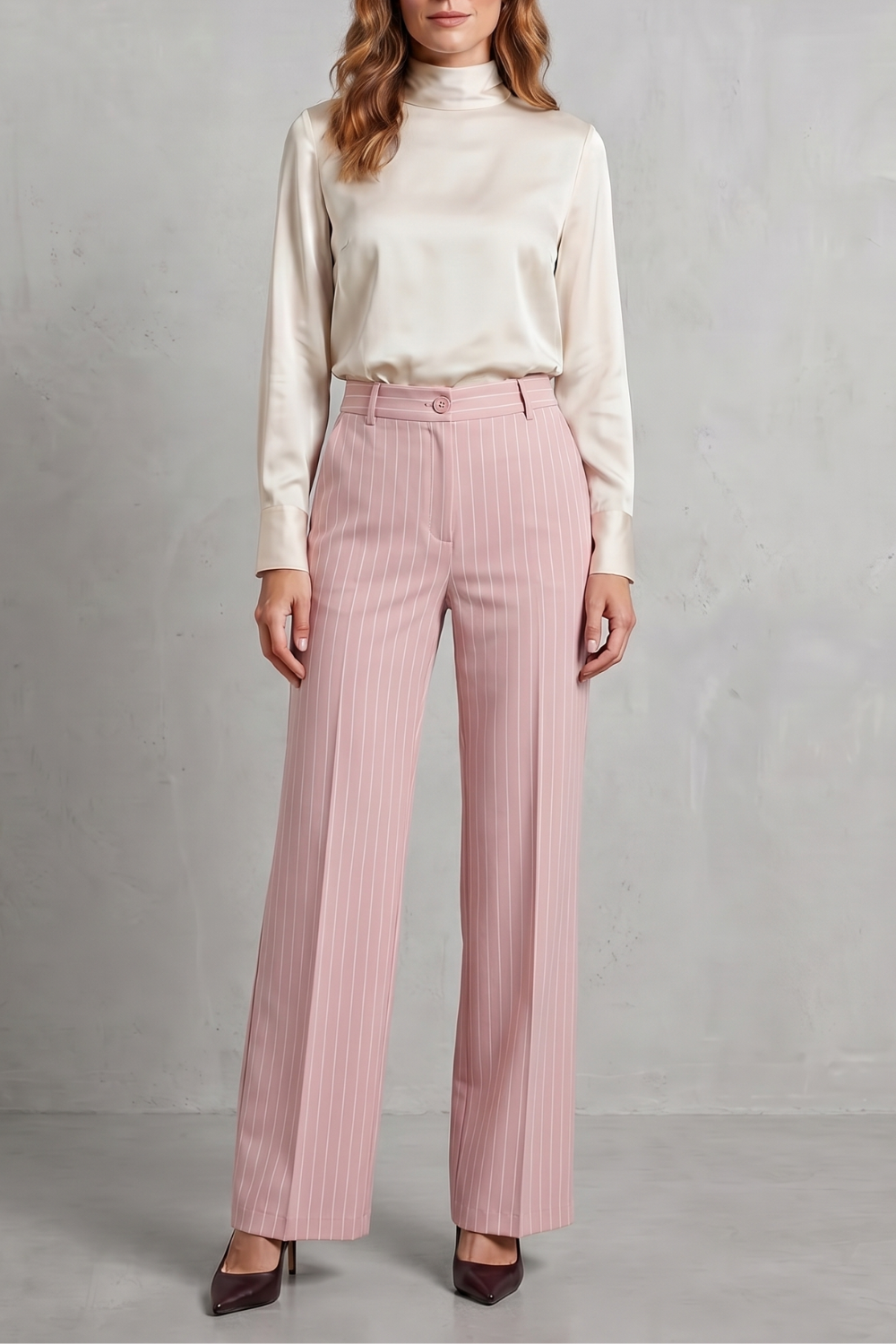 Women's High Rise Pinstripe Wide Leg Pants - Néviane