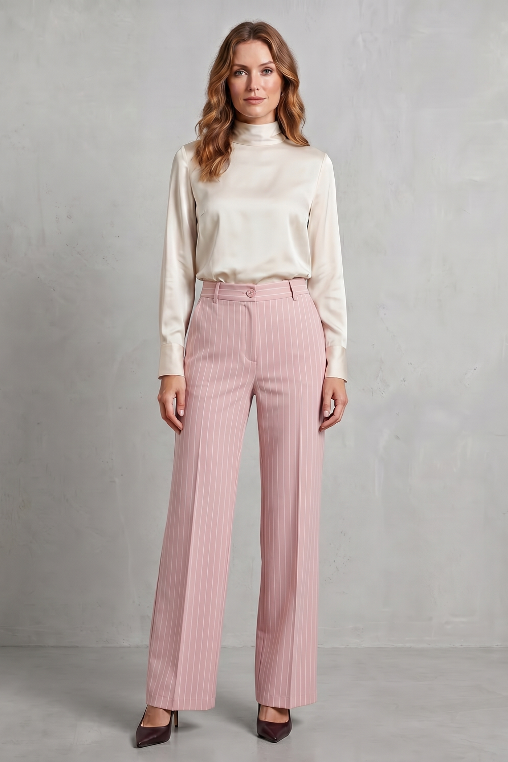 Women's High Rise Pinstripe Wide Leg Pants - Néviane