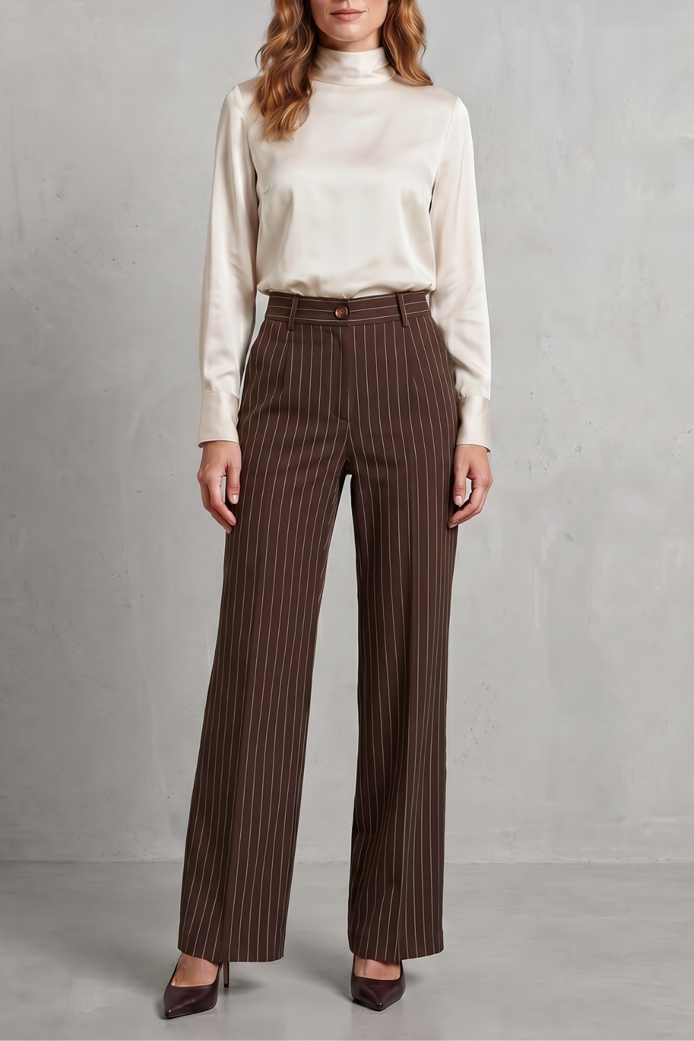 Women's High Rise Pinstripe Wide Leg Pants - Néviane