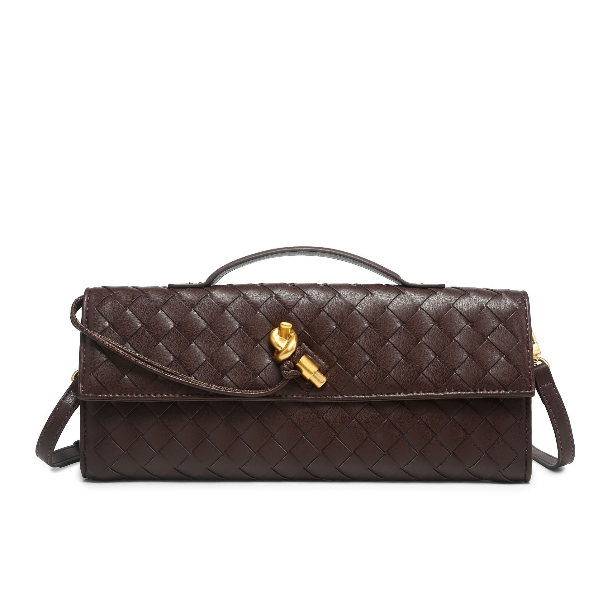 Handwoven Leather Tote Bag with Knot Closure | Brenda