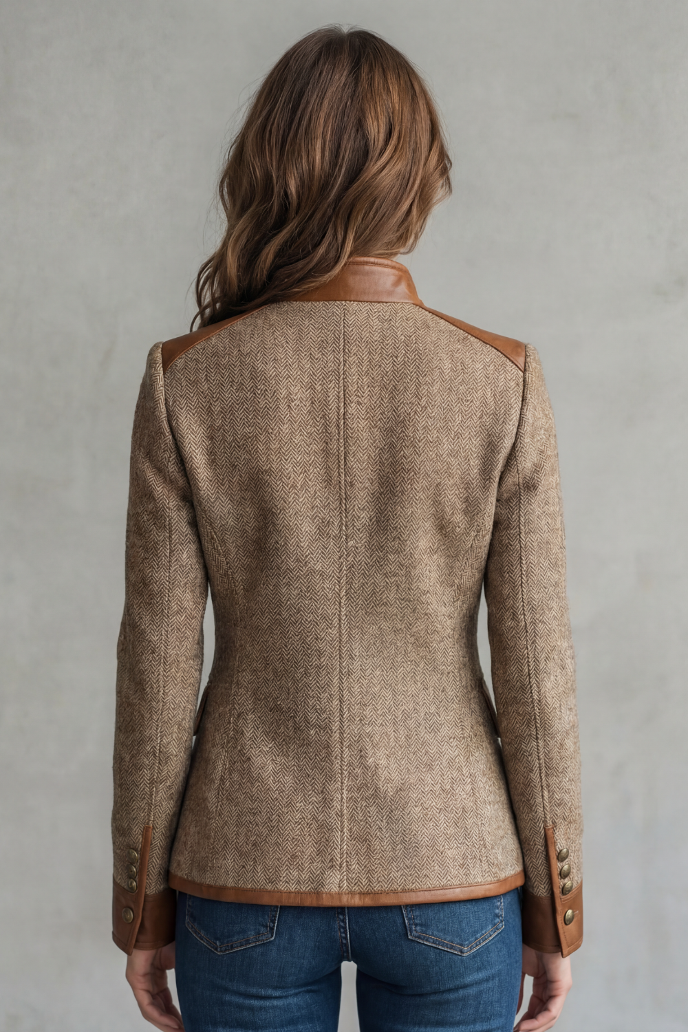 Women's Classic Tweed Jacket with Vintage Trim Accents - Brienne