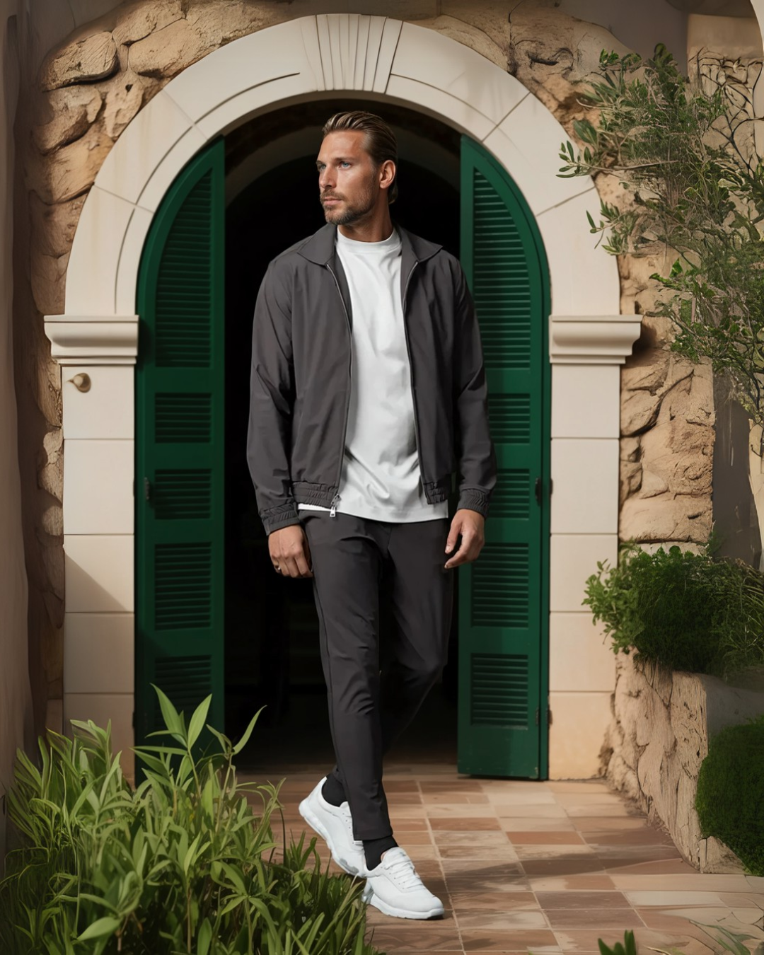 Marbella Tech Suit - Stone Gray