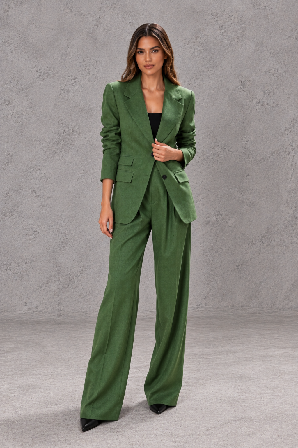Women's Tailored Blazer and Wide-Leg Pants Suit Set for Work - Brenda