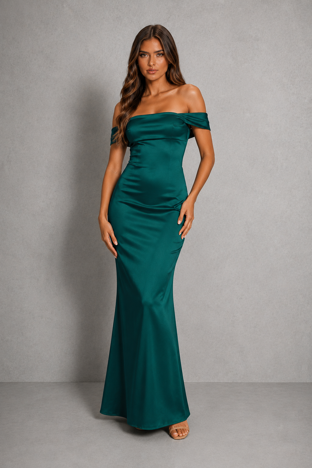 Women’s Bias Cut Satin Midi Dress with Ruched Bust Detail for Weddings, Evening & Formal Wear