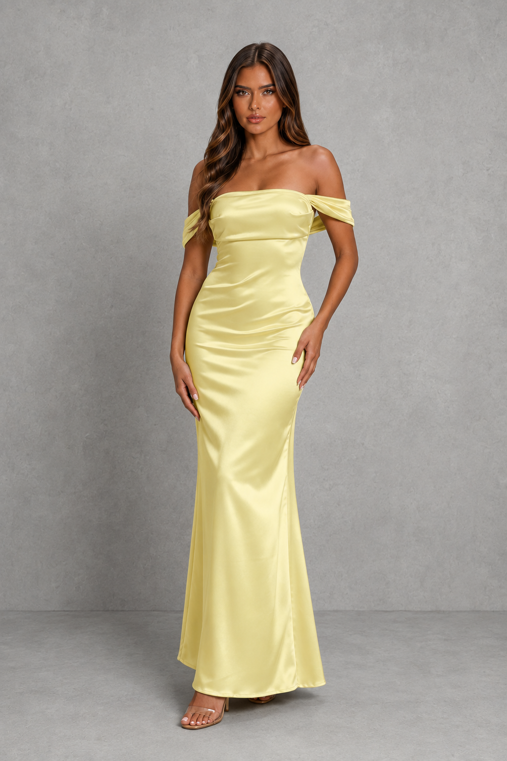 Women’s Bias Cut Satin Midi Dress with Ruched Bust Detail for Weddings, Evening & Formal Wear