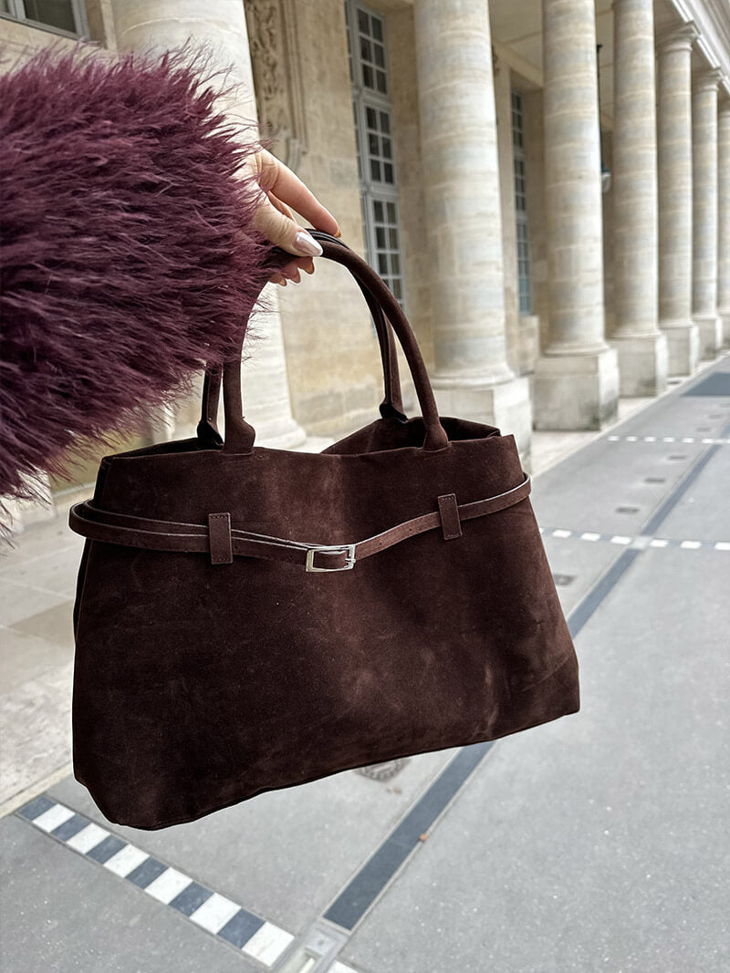 Women's Suede Top Handle Satchel Handbag for Work & Everyday Use | Rosalia